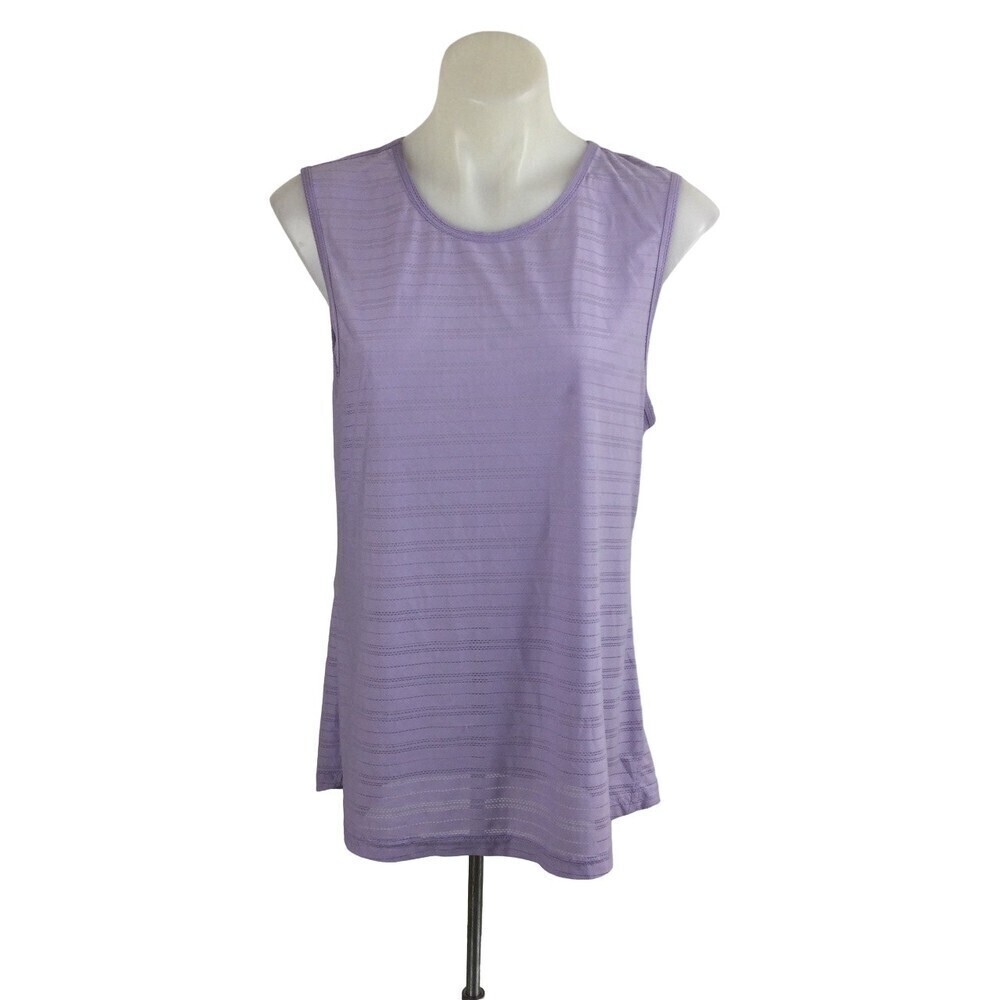 Zyia Active Womens Sleeveless Round Neck Active Tank Top Purple Size Large